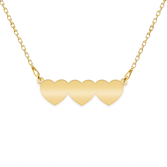 Cesur - Colier personalizat cu inimi din argint 925 placat cu aur galben 24K