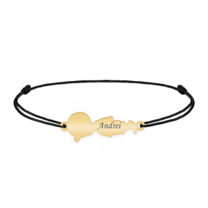 Child - Bratara personalizata snur baietel din argint 925 placat cu aur galben 24K