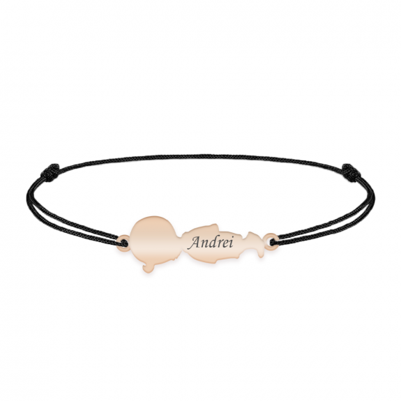 Child - Bratara personalizata snur baietel din argint 925 placat cu aur roz