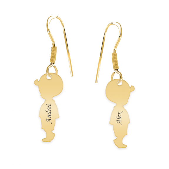 Child - Cercei personalizati copii cu tortita deschisa din argint 925 placat cu aur  galben 24K Child - Cercei personalizati copii cu tortita deschisa din argint 925 placat cu aur  galben 24K