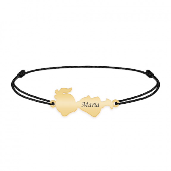 Child - Bratara personalizata snur fetita din argint 925 placat cu aur galben 24K