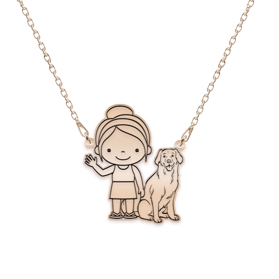 Childhood - Colier personalizat silueta copil cu animalut din argint 925 placat cu aur roz Childhood - Colier personalizat silueta copil cu animalut din argint 925 placat cu aur roz