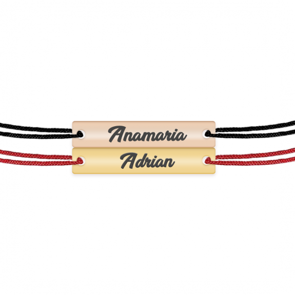 Chris - Set bratari snur personalizate din argint tablite cu nume