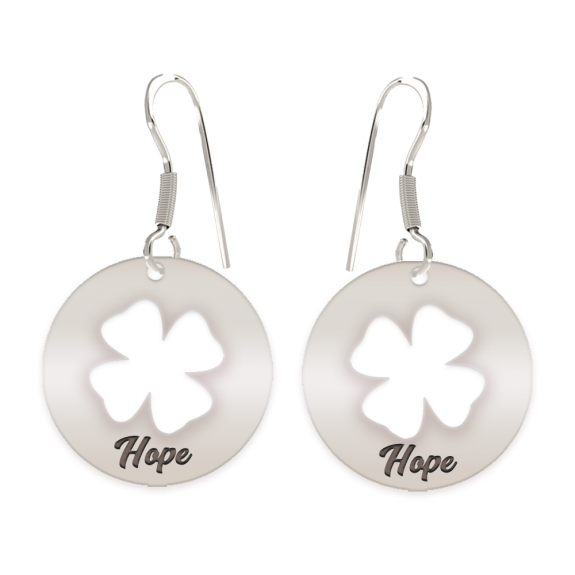 Yonka - Cercei personalizati banut cu trifoi decupat din argint 925 Yonka - Cercei personalizati banut cu trifoi decupat din argint 925