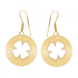 Yonka - Cercei personalizati banut cu trifoi decupat din argint 925 placat cu aur galben 24K Yonka - Cercei personalizati banut cu trifoi decupat din argint 925 placat cu aur galben 24K