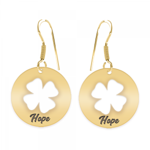 Yonka - Cercei personalizati banut cu trifoi decupat din argint 925 placat cu aur galben 24K Yonka - Cercei personalizati banut cu trifoi decupat din argint 925 placat cu aur galben 24K