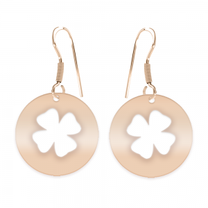 Yonka - Cercei personalizati banut cu trifoi decupat din argint 925 placat cu aur roz Yonka - Cercei personalizati banut cu trifoi decupat din argint 925 placat cu aur roz