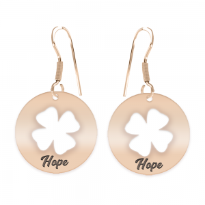 Yonka - Cercei personalizati banut cu trifoi decupat din argint 925 placat cu aur roz Yonka - Cercei personalizati banut cu trifoi decupat din argint 925 placat cu aur roz