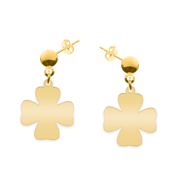 Clover - Cercei personalizati cu tija si trifoi decupat din argint 925 placat cu aur galben 24K Clover - Cercei personalizati cu tija si trifoi decupat din argint 925 placat cu aur galben 24K