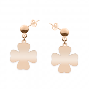 Clover - Cercei personalizati cu tija si trifoi decupat din argint 925 placat cu aur roz Clover - Cercei personalizati cu tija si trifoi decupat din argint 925 placat cu aur roz