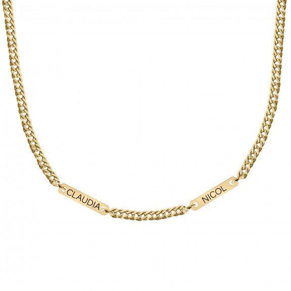 Cosmos - Colier personalizat cu tablite si nume din argint 925 placat cu aur galben 24K