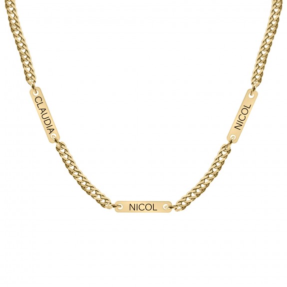 Cosmos - Colier personalizat cu tablite si nume din argint 925 placat cu aur galben 24K