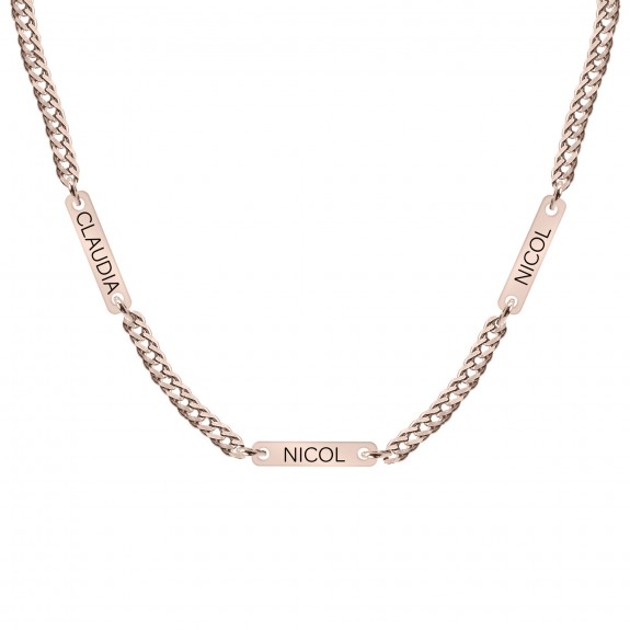 Cosmos - Colier personalizat cu tablite si nume din argint 925 placat cu aur roz