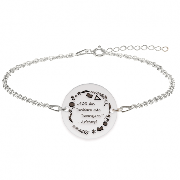 Courage - Bratara personalizata "90% din invatare este incurajare" din argint 925