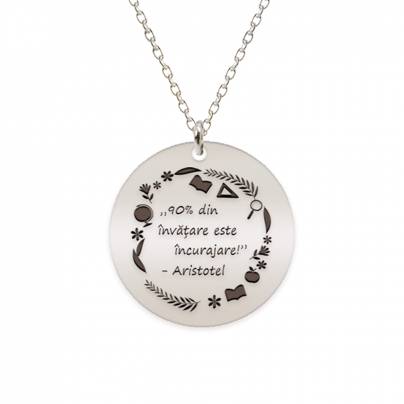 Courage - Colier personalizat  "90% din invatare este incurajare" din argint 925