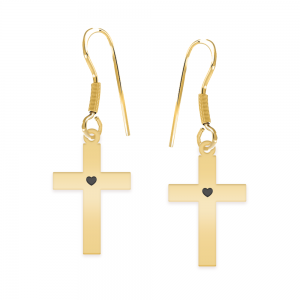 Crux - Cercei personalizati cruce cu tortita deschisa din argint 925 placat cu aur galben 24K Crux - Cercei personalizati cruce cu tortita deschisa din argint 925 placat cu aur galben 24K