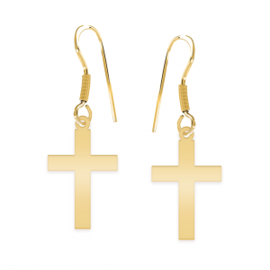Crux - Cercei personalizati cruce cu tortita deschisa din argint 925 placat cu aur galben 24K Crux - Cercei personalizati cruce cu tortita deschisa din argint 925 placat cu aur galben 24K