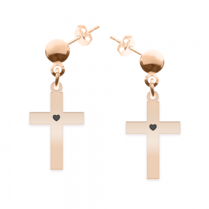 Crux - Cercei personalizati cruce cu tija din argint 925 placat cu aur roz Crux - Cercei personalizati cruce cu tija din argint 925 placat cu aur roz