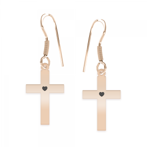 Crux - Cercei personalizati cruce cu tortita deschisa din argint 925 placat cu aur roz Crux - Cercei personalizati cruce cu tortita deschisa din argint 925 placat cu aur roz