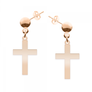 Crux - Cercei personalizati cruce cu tija din argint 925 placat cu aur roz Crux - Cercei personalizati cruce cu tija din argint 925 placat cu aur roz