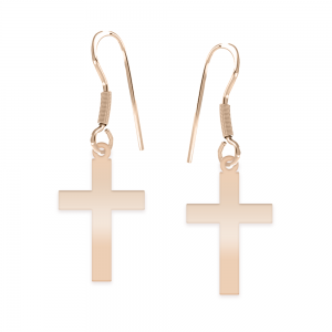 Crux - Cercei personalizati cruce cu tortita deschisa din argint 925 placat cu aur roz Crux - Cercei personalizati cruce cu tortita deschisa din argint 925 placat cu aur roz