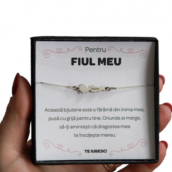 Pentru Fiu - Bratara Personalizata Child cu baietel din Argint 925 + Cutiuta cu mesaj personalizat pentru Fiu