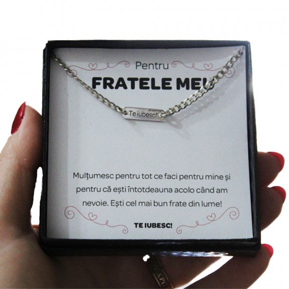 Pentru Frate - Colier Personalizat Cosmos cu tablita si nume din Argint 925 + Cutiuta cu mesaj personalizat pentru Frate Pentru Frate - Colier Personalizat Cosmos cu tablita si nume din Argint 925 + Cutiuta cu mesaj personalizat pentru Frate