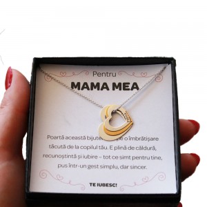 Pentru Mama - Colier Personalizat Corina cu trei inimioare din Argint 925 + Cutiuta cu mesaj personalizat pentru Mama