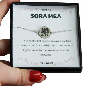 Pentru Sora - Bratara Personalizata Joy cu banut din  Argint 925 + Cutiuta cu mesaj personalizat pentru Sora