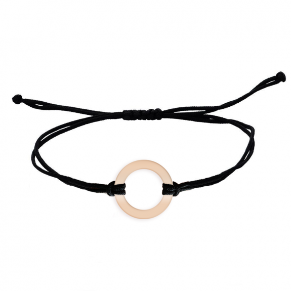 Daire - Bratara personalizata cu banut decupat si snur gros din argint 925 placat cu aur roz