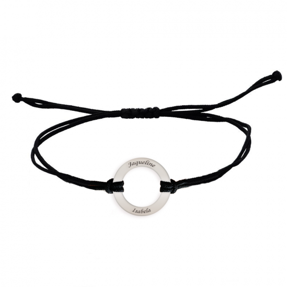 Daire - Bratara personalizata cu banut decupat si snur gros din argint 925