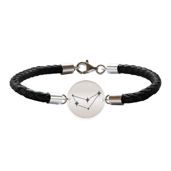 Bratara Premium din piele impletita si banut argint 925 personalizat cu constelatii - Capricorn Bratara Premium din piele impletita si banut argint 925 personalizat cu constelatii - Capricorn