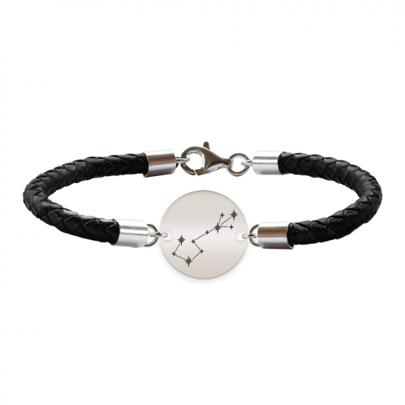 Bratara Premium din piele impletita si banut argint 925 personalizat cu constelatii - Scorpion Bratara Premium din piele impletita si banut argint 925 personalizat cu constelatii - Scorpion
