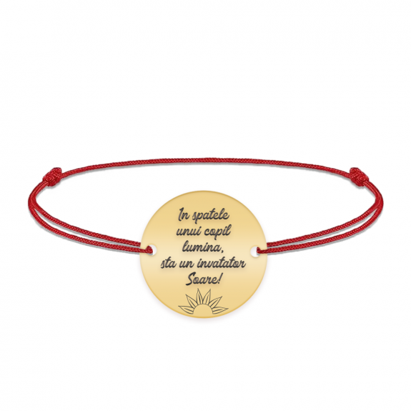 Discipulus - Bratara personalizata snur invatatoare din argint 925 placat cu aur galben 24K