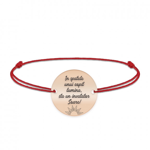 Discipulus - Bratara personalizata snur invatatoare din argint 925 placat cu aur roz