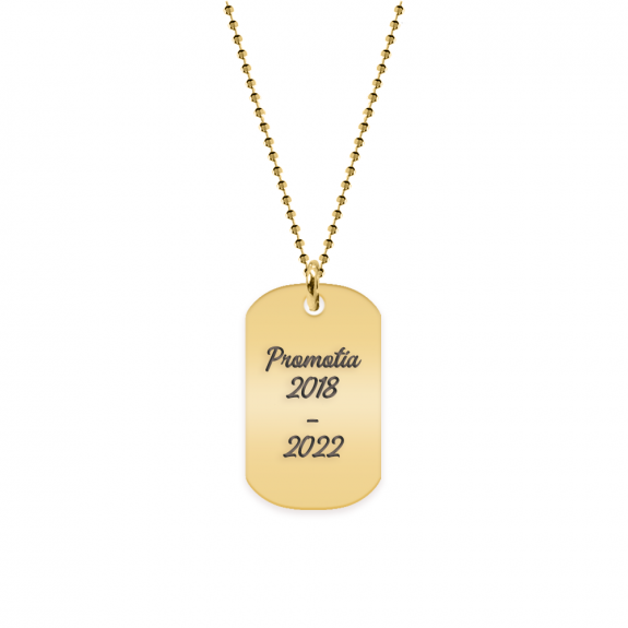 Graduatio - Colier personalizat dog tag profesor/invatator din argint 925 placat cu aur galben 24K