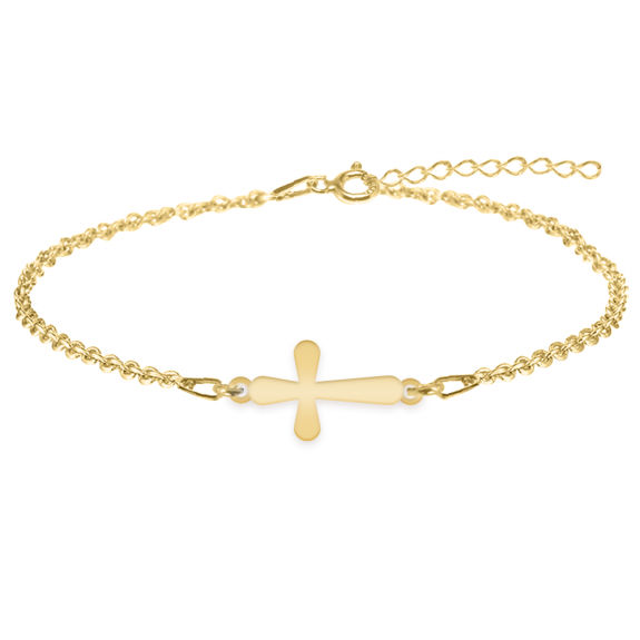 Divino - Bratara personalizata cruciulita din argint 925 placat cu aur galben 24K Divino - Bratara personalizata cruciulita din argint 925 placat cu aur galben 24K