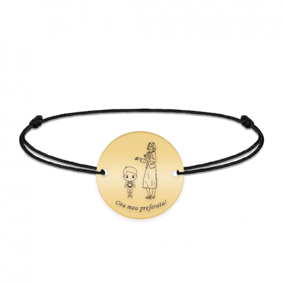 Docent - Bratara personalizata snur baietel si profesoara/educatoare/invatatoare din argint 925 placat cu aur galben 24K