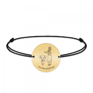 Docent - Bratara personalizata snur fetita si profesoara/educatoare/invatatoare din argint 925 placat cu aur galben 24K