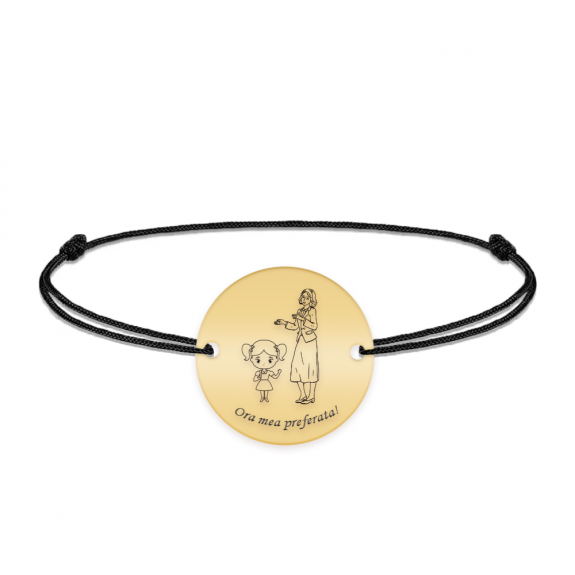 Docent - Bratara personalizata snur fetita si profesoara/educatoare/invatatoare din argint 925 placat cu aur galben 24K Docent - Bratara personalizata snur fetita si profesoara/educatoare/invatatoare din argint 925 placat cu aur galben 24K