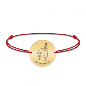 Docent - Bratara personalizata snur baietel si profesoara/educatoare/invatatoare din argint 925 placat cu aur galben 24K