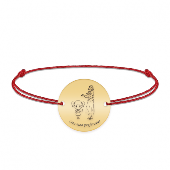 Docent - Bratara personalizata snur fetita si profesoara/educatoare/invatatoare din argint 925 placat cu aur galben 24K Docent - Bratara personalizata snur fetita si profesoara/educatoare/invatatoare din argint 925 placat cu aur galben 24K