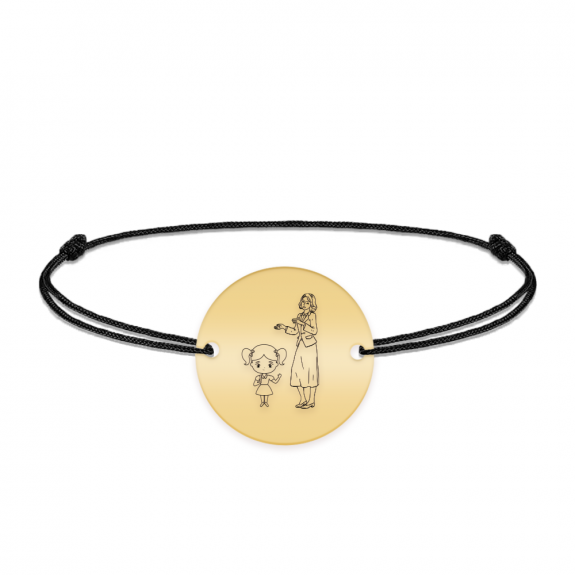 Docent - Bratara personalizata snur fetita si profesoara/educatoare/invatatoare din argint 925 placat cu aur galben 24K Docent - Bratara personalizata snur fetita si profesoara/educatoare/invatatoare din argint 925 placat cu aur galben 24K