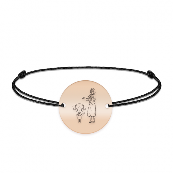 Docent - Bratara personalizata snur fetita si profesoara/educatoare/invatatoare din argint 925 placat cu aur roz
