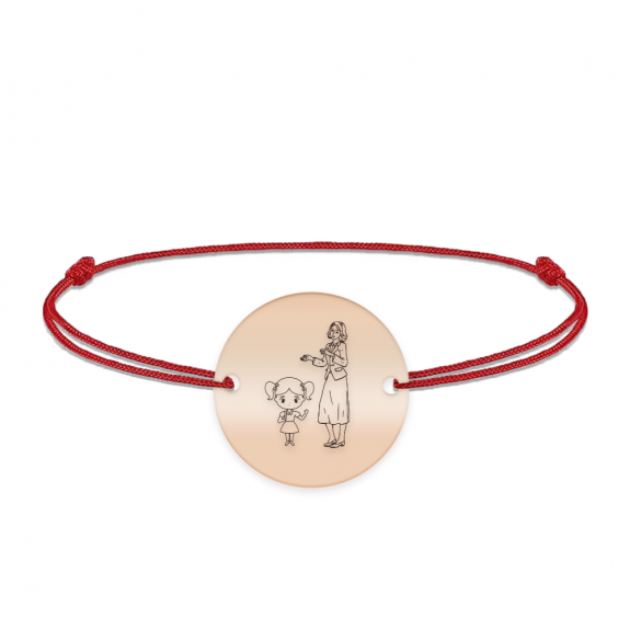 Docent - Bratara personalizata snur fetita si profesoara/educatoare/invatatoare din argint 925 placat cu aur roz