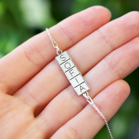 Domino - Bratara personalizata nume piese domino din argint 925 placat cu aur roz