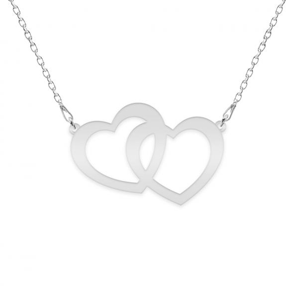 Edith - Colier personalizat cu doua inimioare unite si nume din argint 925 Edith - Colier personalizat cu doua inimioare unite si nume din argint 925