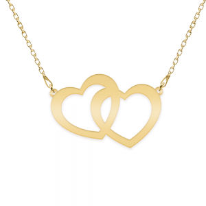 Edith - Colier personalizat cu doua inimioare unite si nume din argint 925 placat cu aur galben 24 karate Edith - Colier personalizat cu doua inimioare unite si nume din argint 925 placat cu aur galben 24 karate