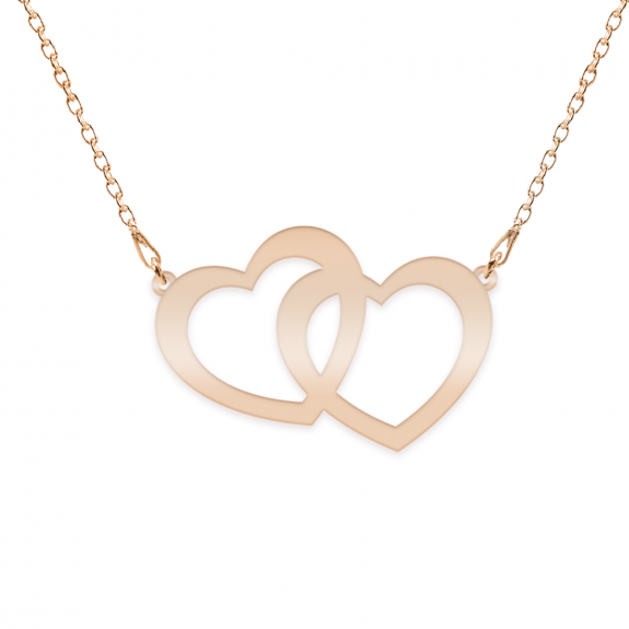 Edith - Colier personalizat cu doua inimioare unite si nume din argint 925 placat cu aur roz Edith - Colier personalizat cu doua inimioare unite si nume din argint 925 placat cu aur roz