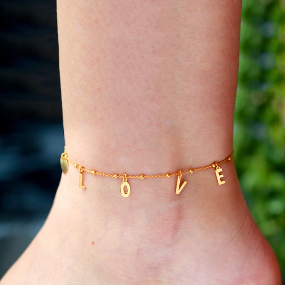 Eliana - Bratara personalizata tip salba pentru picior cu nume din argint 925 placat cu aur roz Eliana - Bratara personalizata tip salba pentru picior cu nume din argint 925 placat cu aur roz